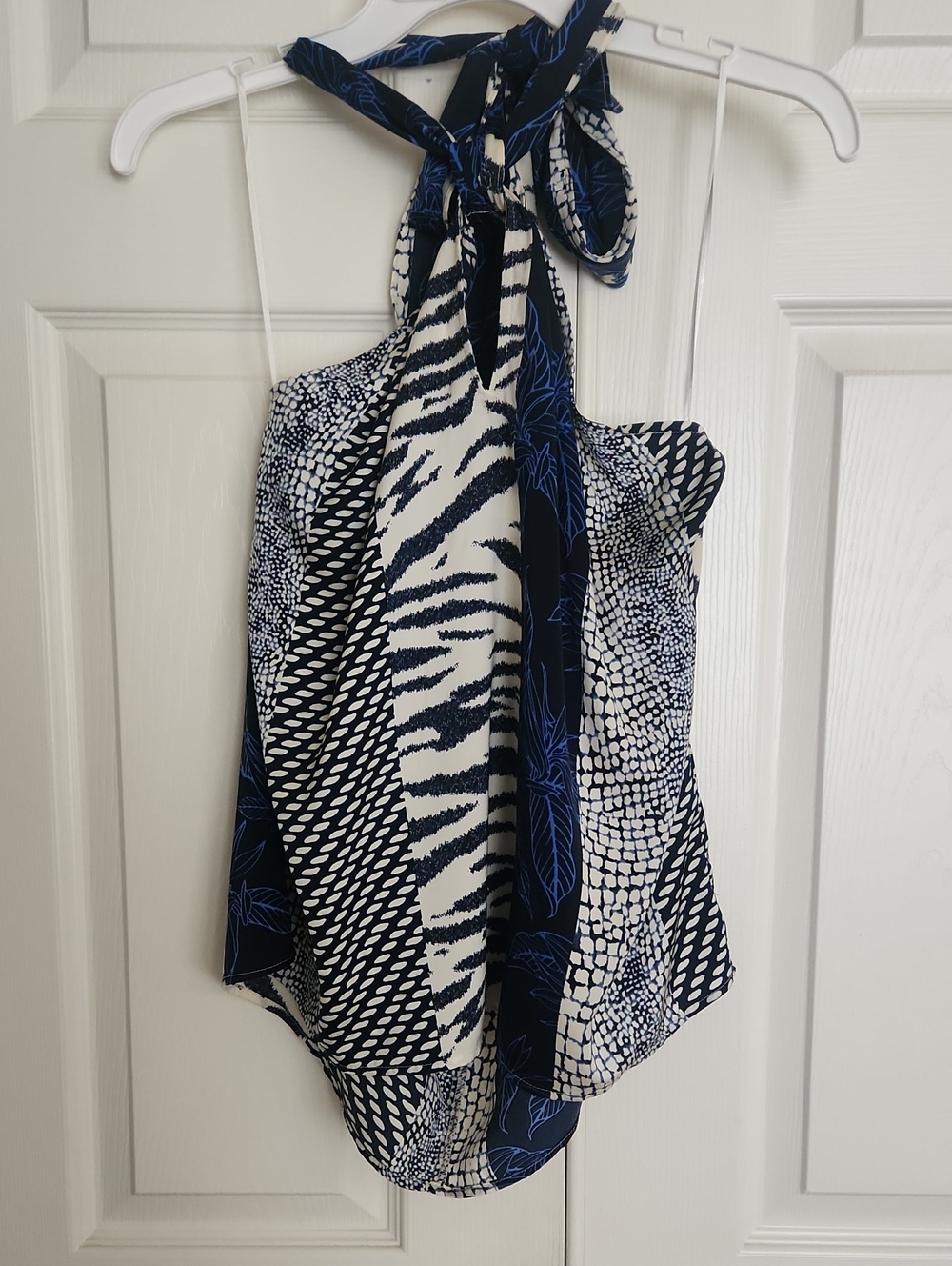 Banana Republic Navy & White Patterned Halter Top